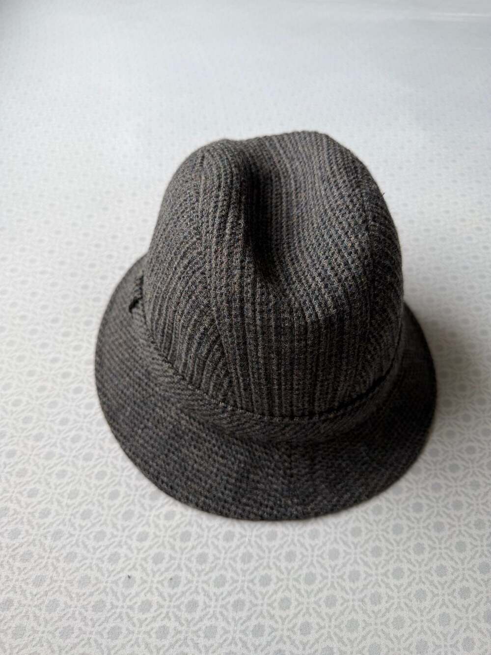 Vintage Pendleton 100% Wool Bucket Fedora Hat Tweed Gray Brown Men's Size XL